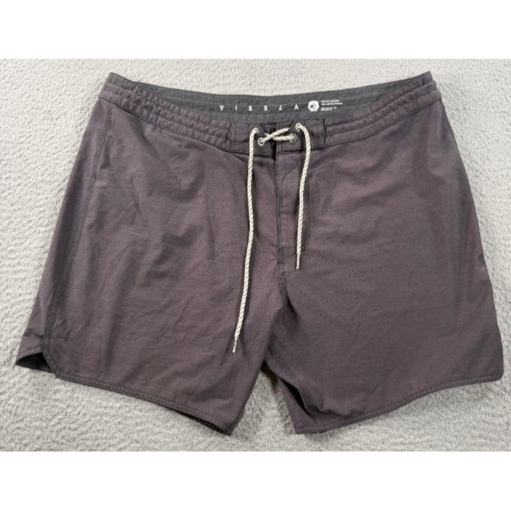 Vissla‎ Board Shorts Mens 38 Gray Upcycle Coconut Poly Cotton Stretch Surf Swim